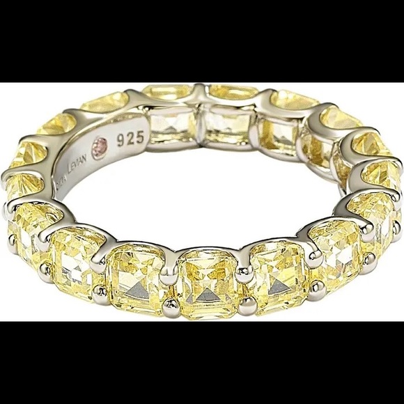 SUZY LEVIAN Sterling Silver Yellow CZ Modern Eternity Band Ring Size 7 NWT - Picture 2 of 6